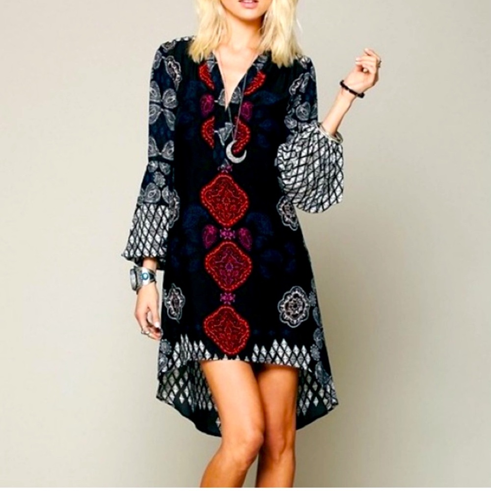 Free People Peacemaker Mix Print Peasant Dress